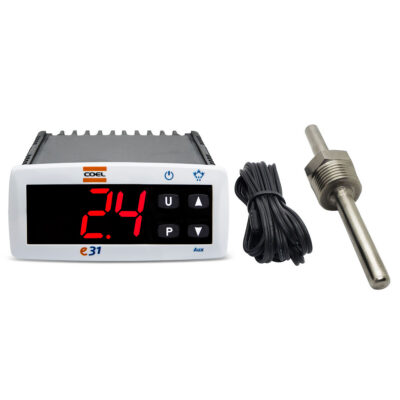 Termostato Digital COEL e31 + Vaina Acero Inoxidable Longitud 50 mm